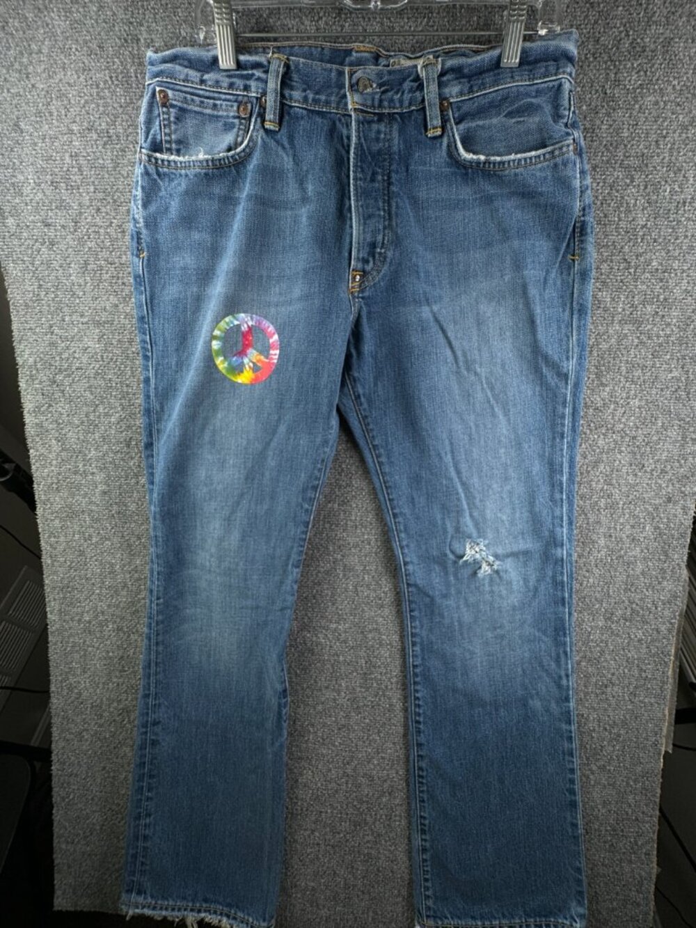 Polo Ralph Lauren Jeans Peace Logo Hippie LGBT Cotton Denim Ripped ACTL 33x33